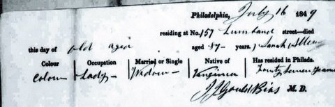 Sarah Allen's Death Cert